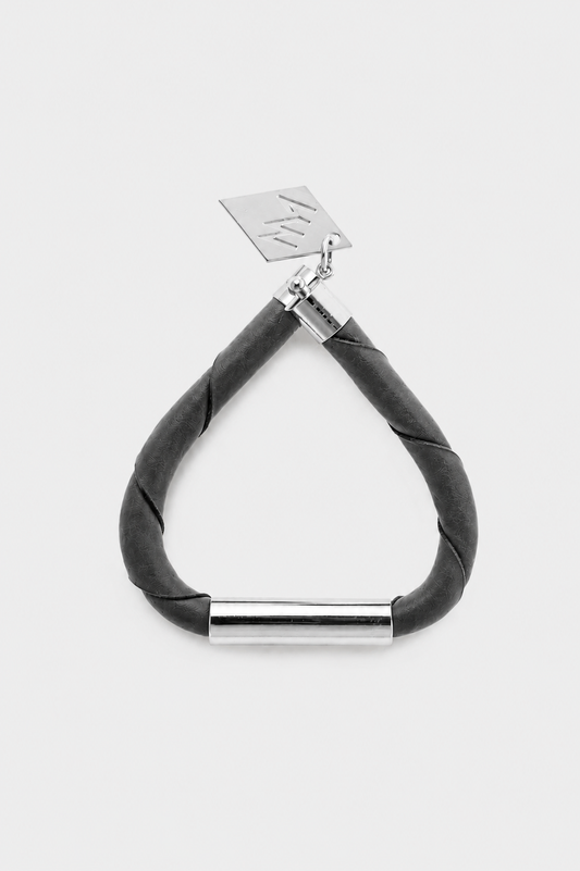 Line cuff - anthracite gray leather & gold