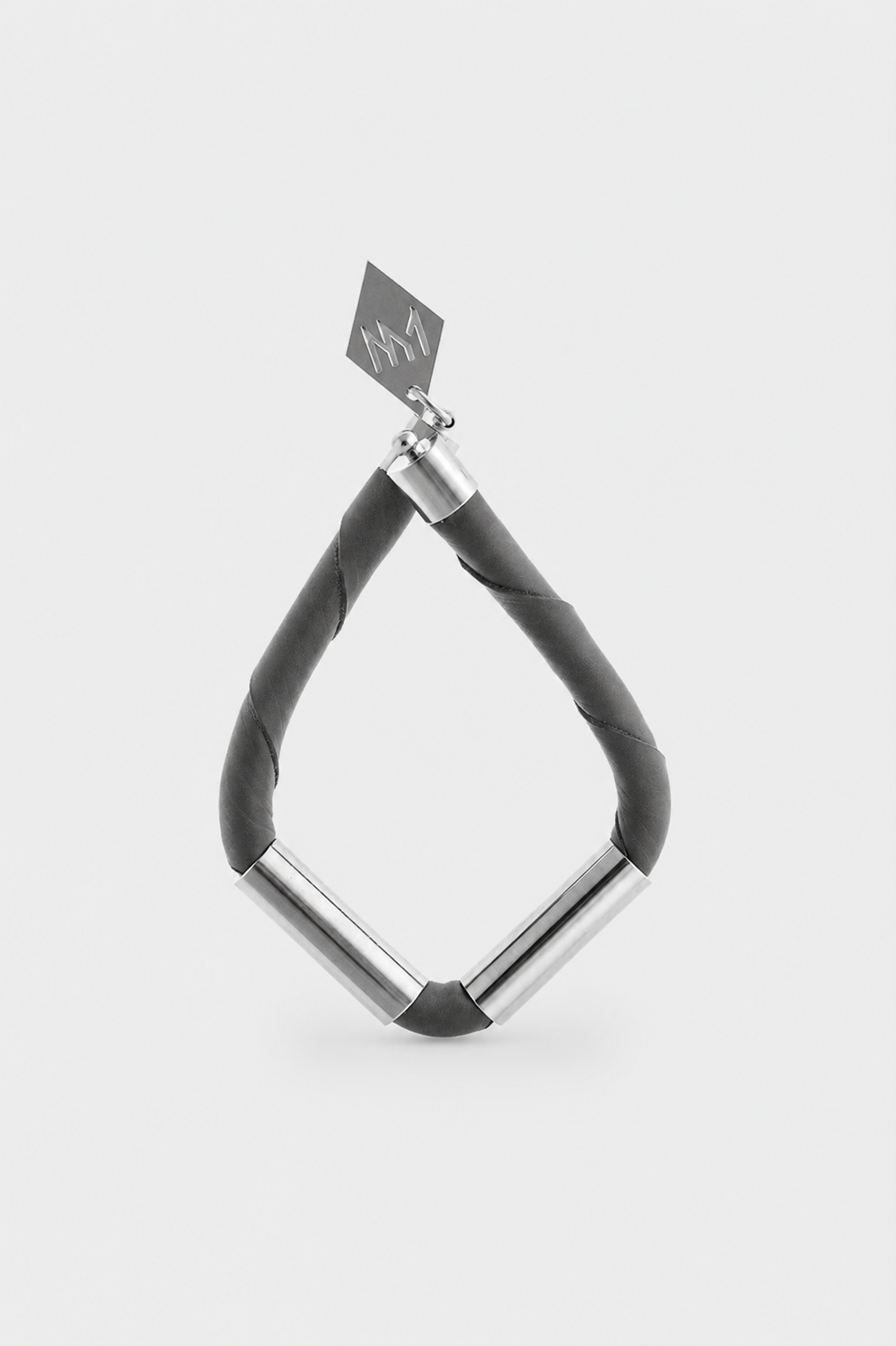 Triangle cuff - gray leather & silver