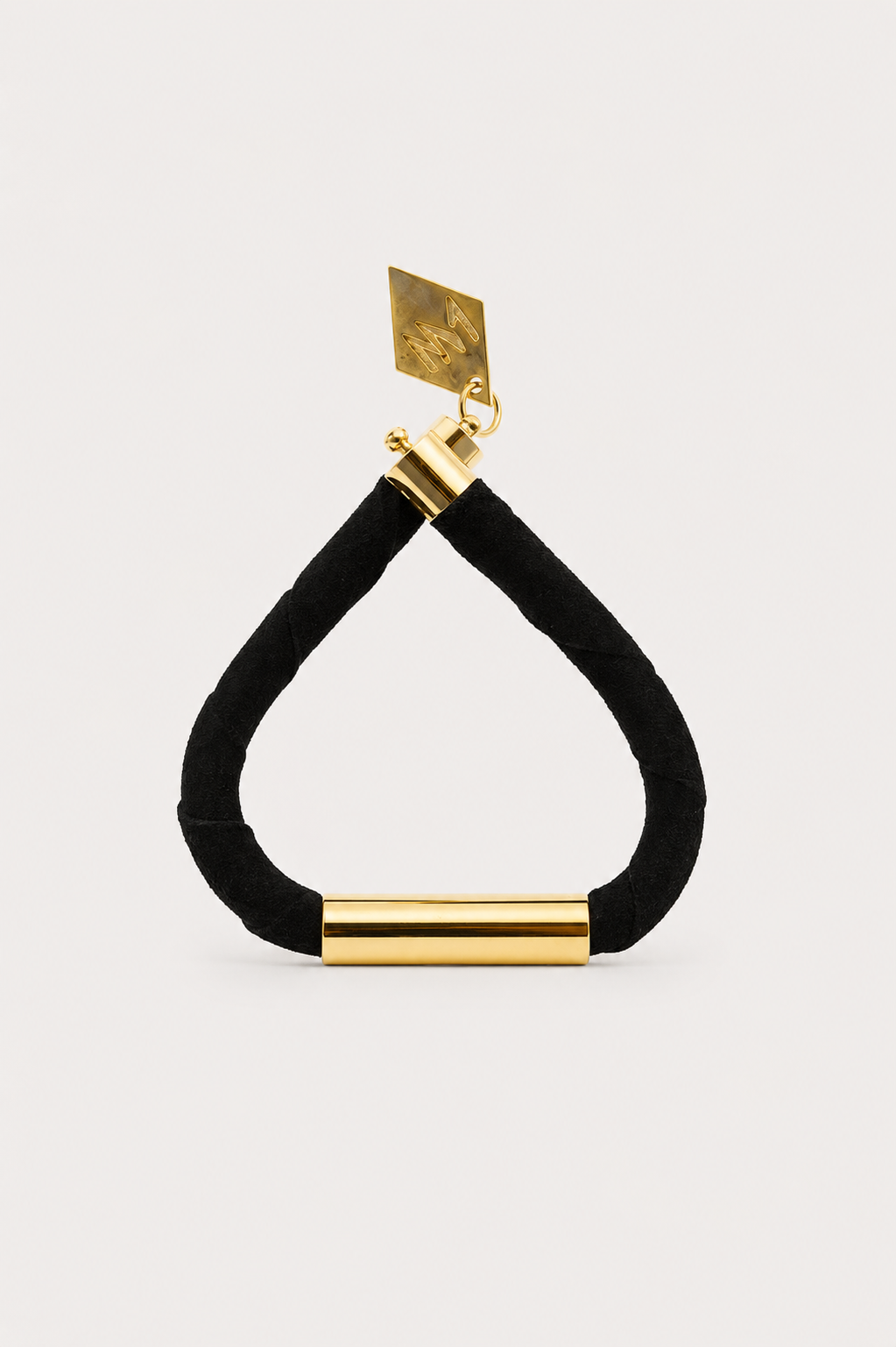 Line cuff - black suede & gold