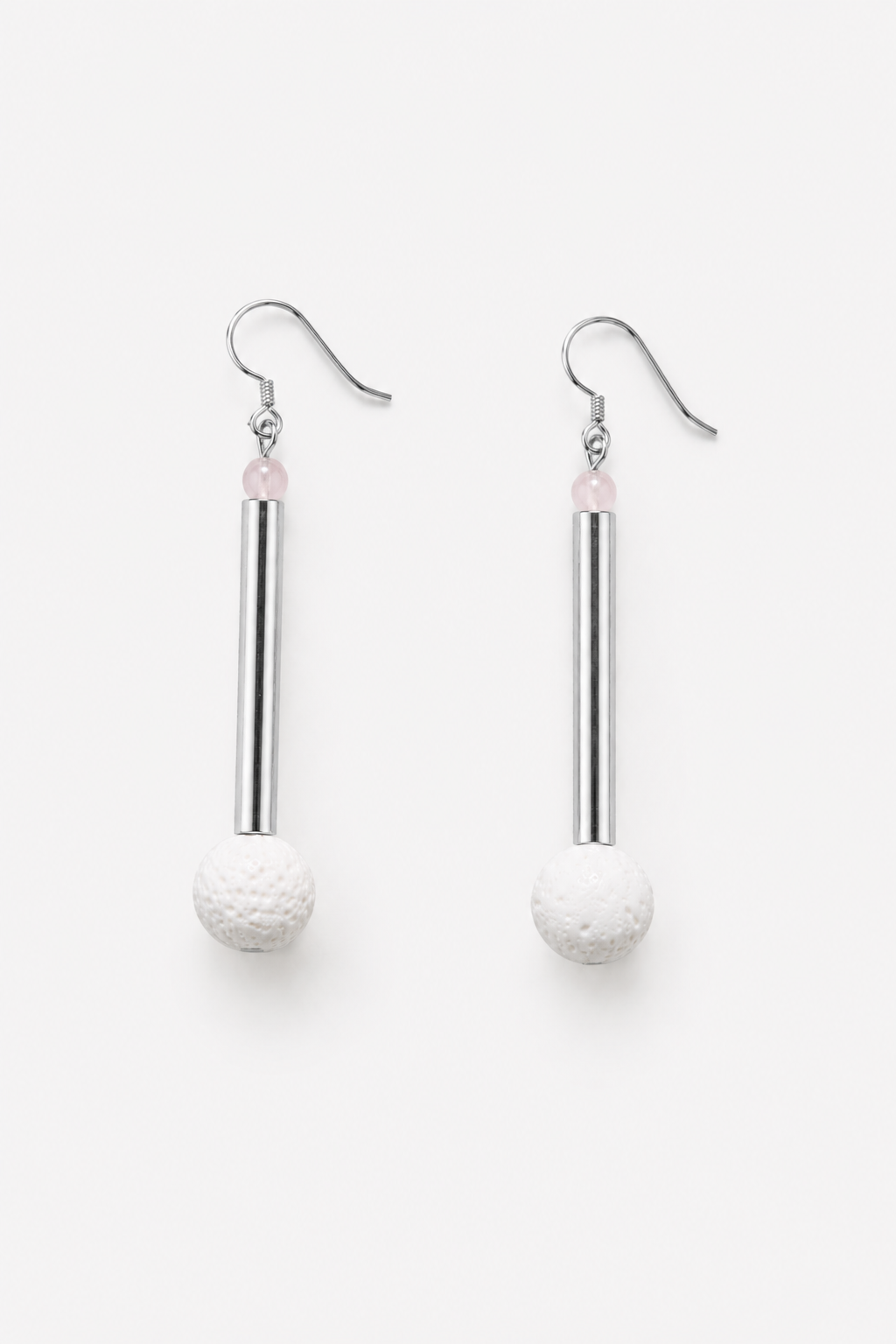 Bellevue earrings gold white coral&rose quartz
