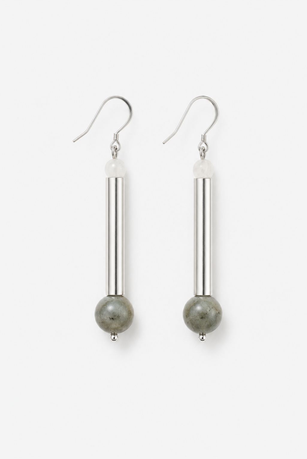 The Bellevue earrings - labradorite, rose quartz
