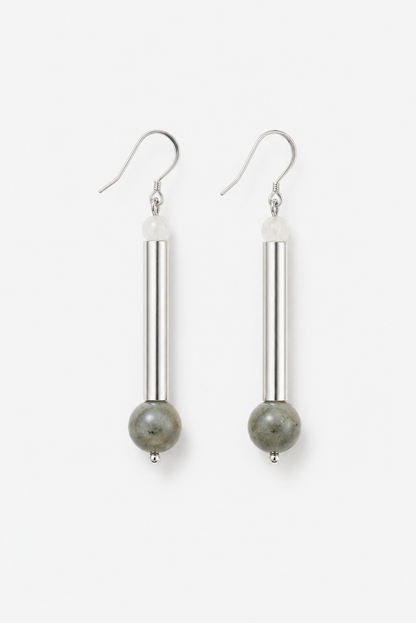 The Bellevue earrings - labradorite, rose quartz