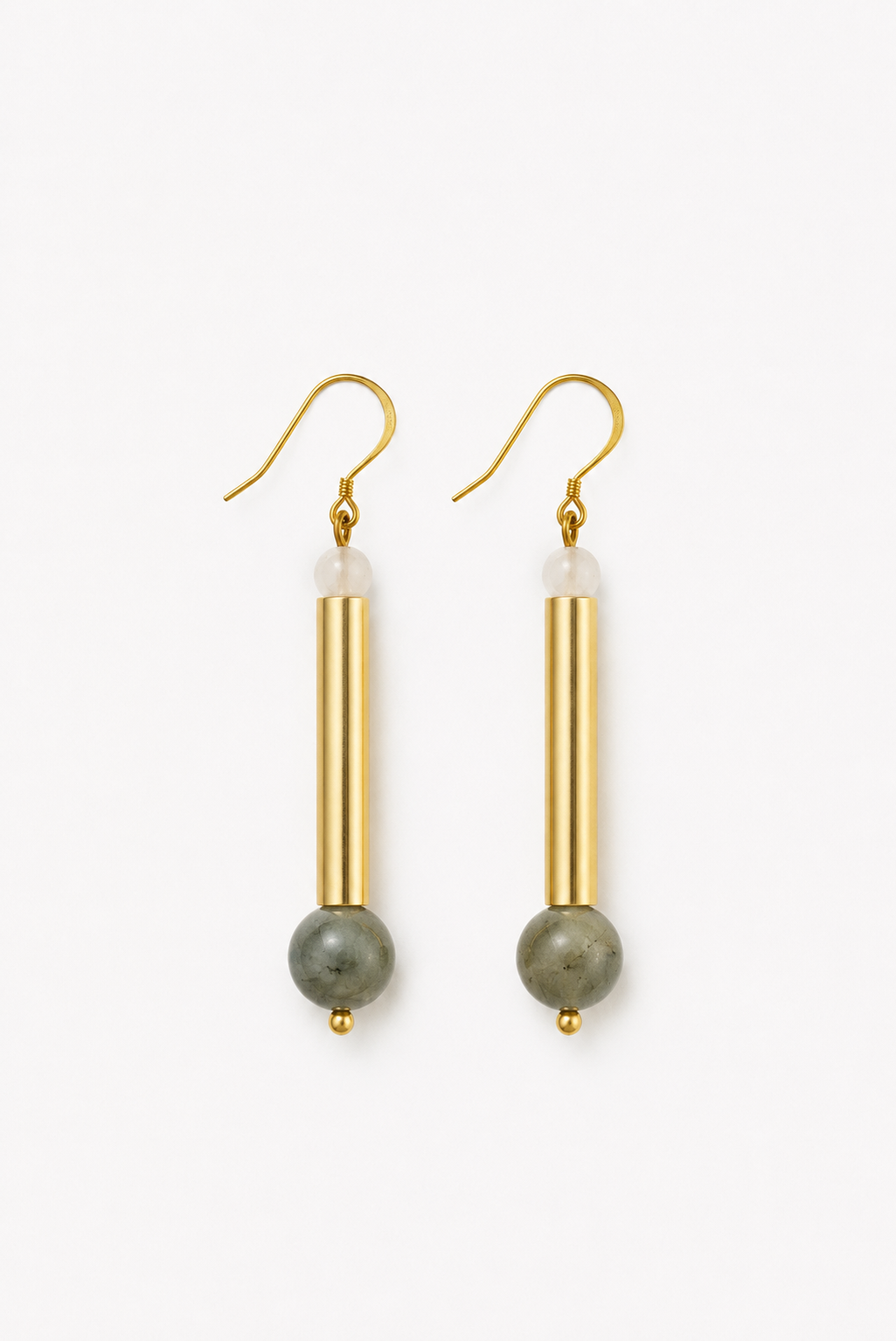 The Bellevue earrings - labradorite, rose quartz