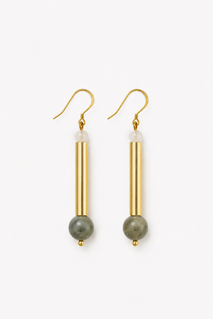 The Bellevue earrings - labradorite, rose quartz