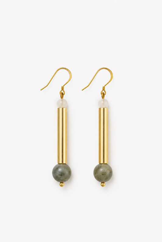 The Bellevue earrings - labradorite, rose quartz