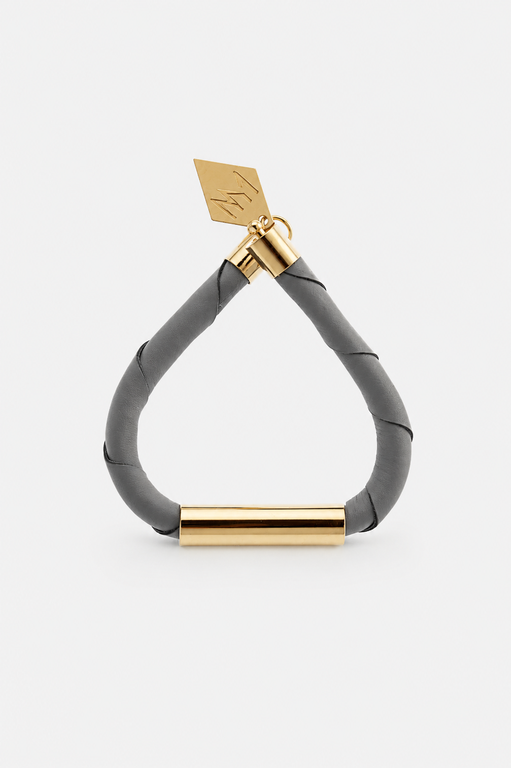 Line cuff - light gray leather & gold