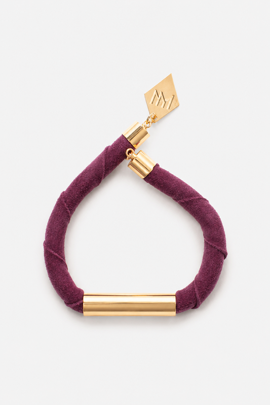 Line cuff - purple suede & gold