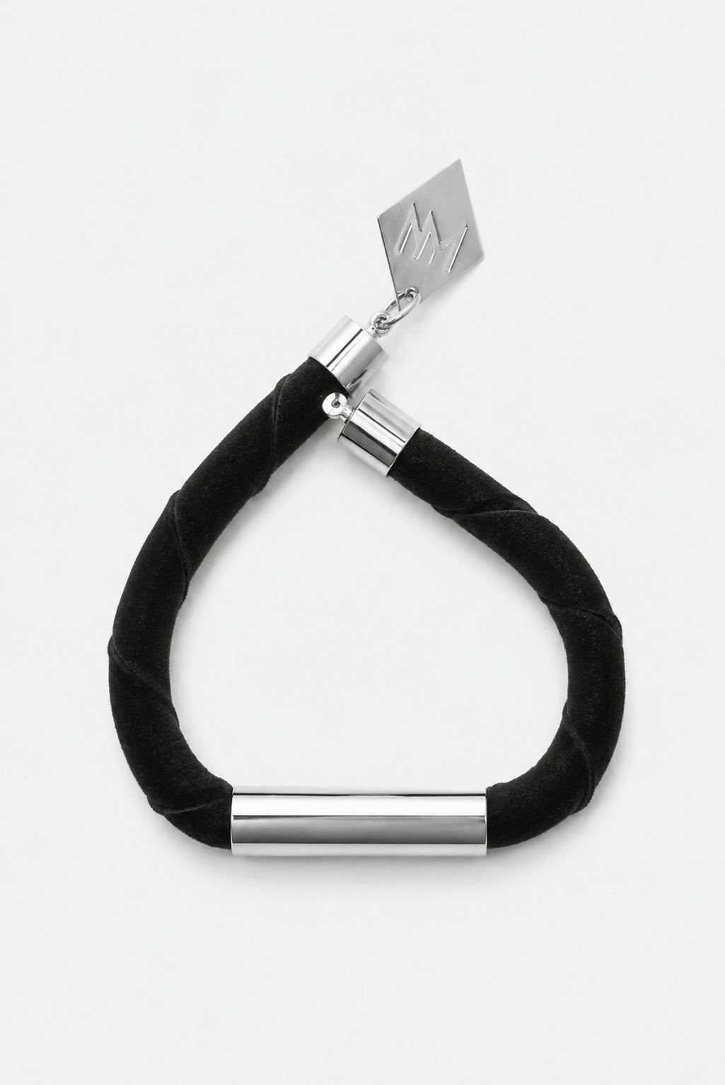 Line cuff - black suede & silver