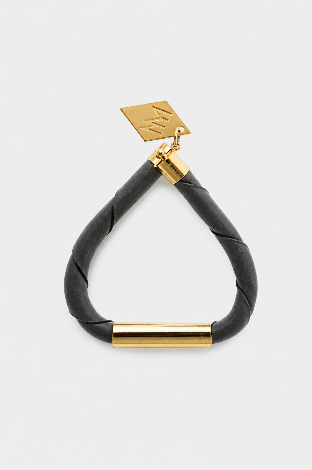 Line cuff - anthracite gray leather & gold