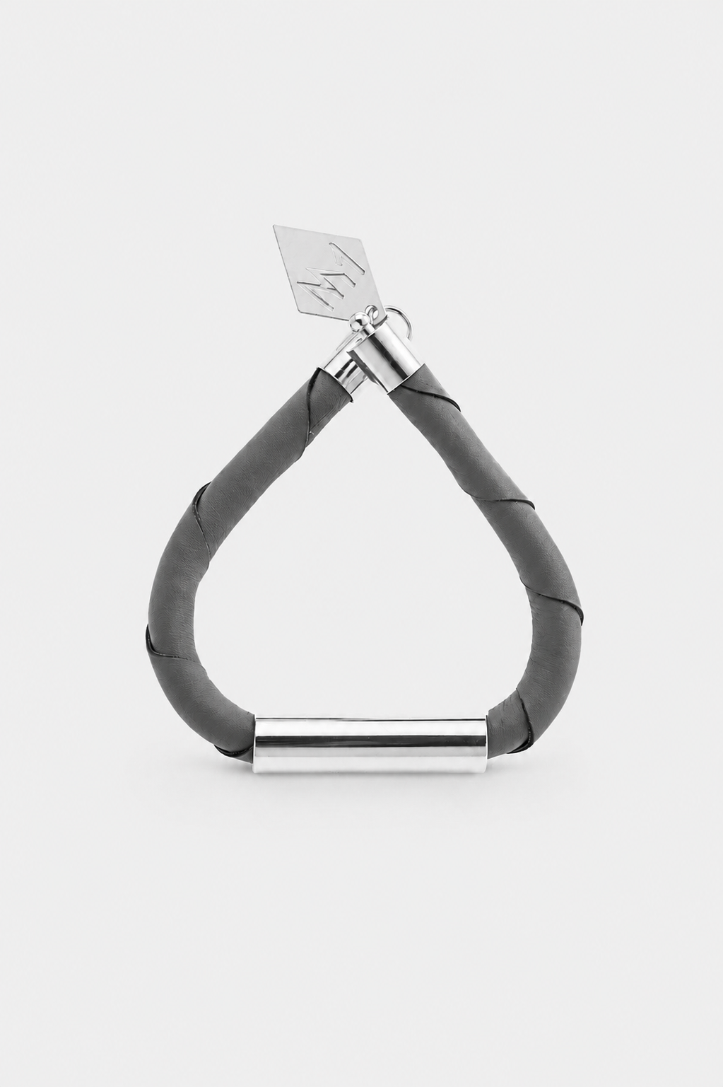 Line cuff - light gray leather & silver