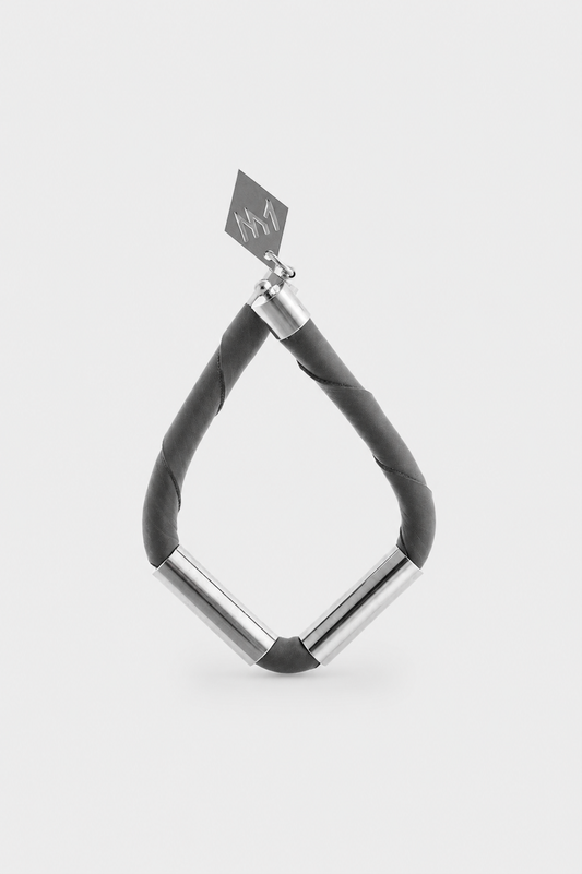 Triangle cuff - gray leather & silver