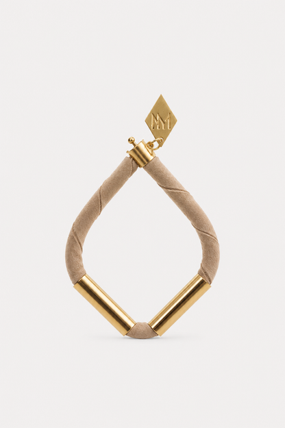 Triangle cuff - beige suede & gold