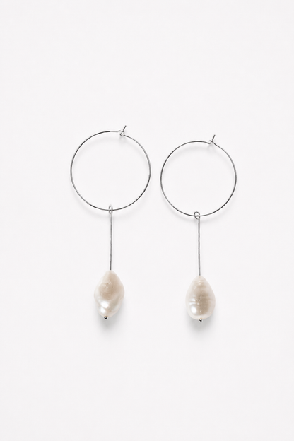 Slightly different white pearl earrings
