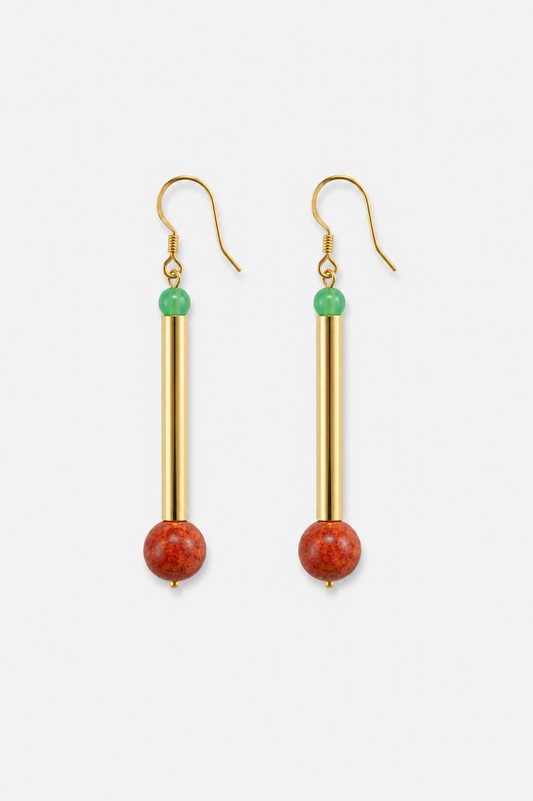 Bellevue earrings coral&aventurine
