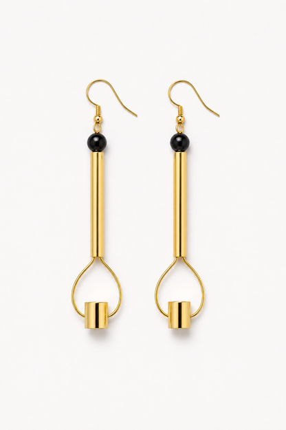 Bullets and pearls earrings onyx