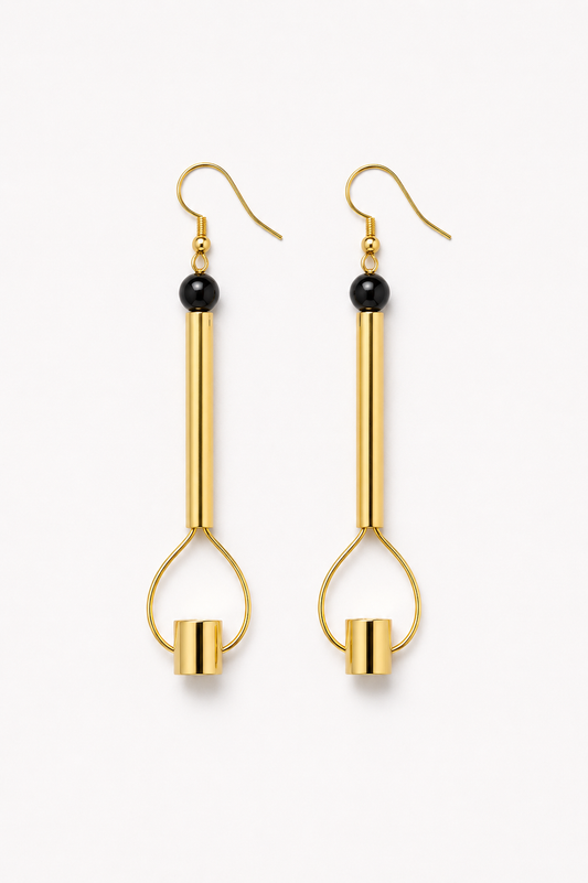 Bullets and pearls earrings onyx