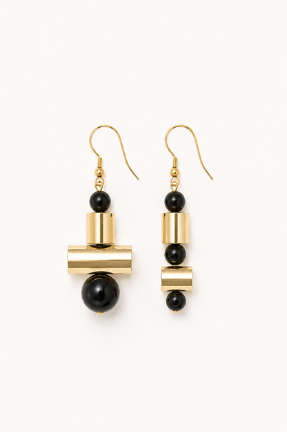 Bullets and pearls earrings onyx
