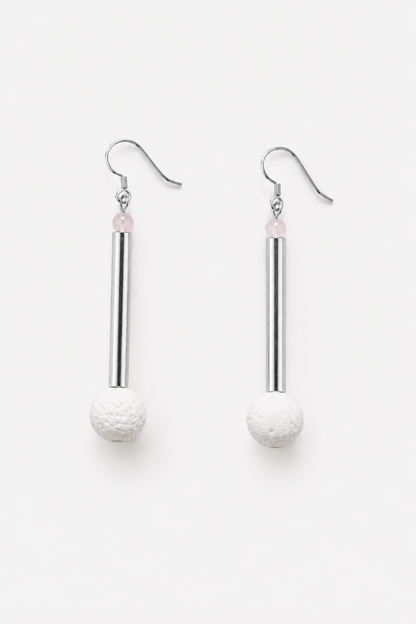 Bellevue earrings gold white coral&rose quartz