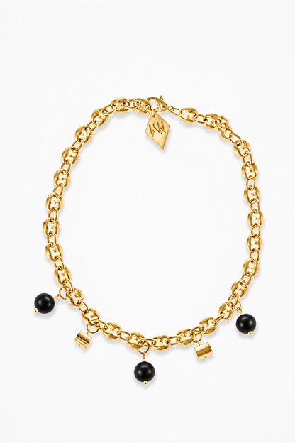 Bullets and pearls necklace onyx