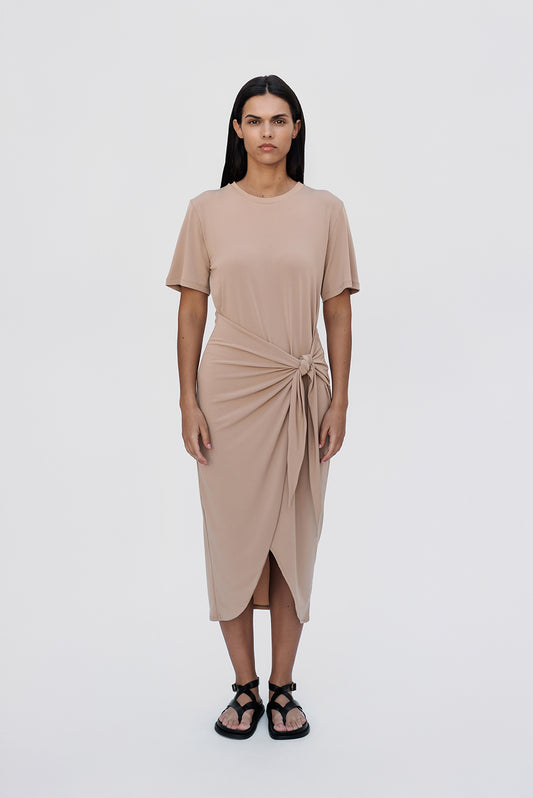 T-shirt knot dress/Beige