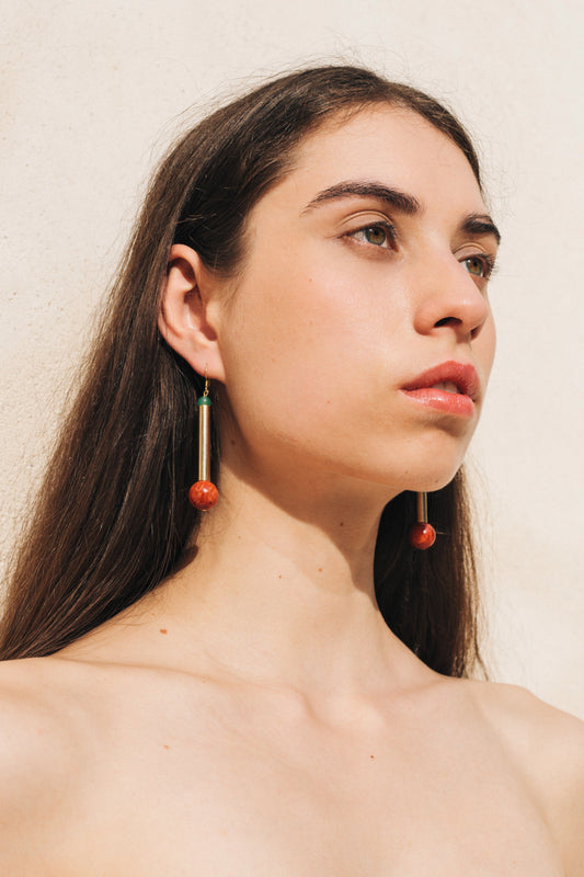 Bellevue earrings coral&aventurine