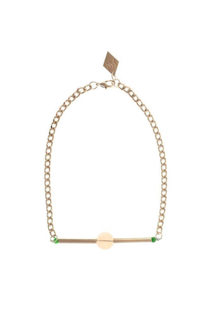 Silver edition smokey quartz: made of hand-cut and galvanized brass, smokey quartz, jade and galvanized metal components.
